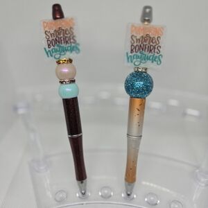 Autumn Fall Season Pumpkins S'mores Bonfires and Hayrides Bling and Beaded Pen